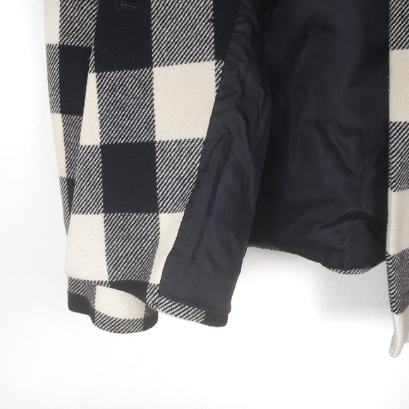 RALPH LAUREN Purple Label Cashmere Wool Cream & Black Buffalo Plaid Coat Size:14 - Picture 5 of 6